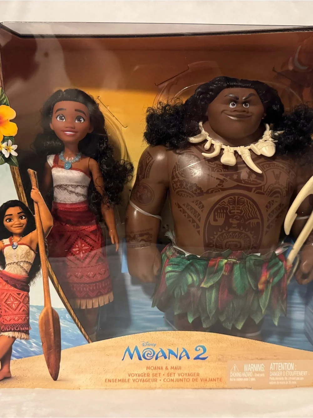 Disney Moana 2 Moana & Maui Figure Set - Red, Green, Brown